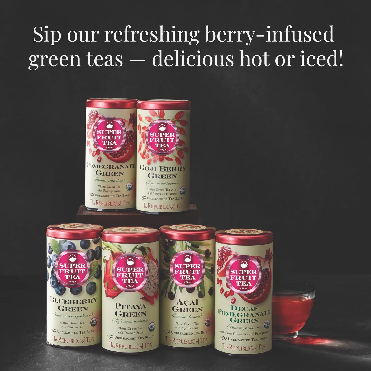 The Republic of Tea - Pomegranate Green SuperFruit Tea, 50 Tea Bags, Antioxidant Blend, Gluten Free