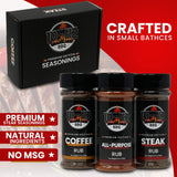 10-42 Steak Seasoning Gift Set - 3 Premium Flavors : All Purpose, Steak, Coffee Rub | Gourmet Meat Seasoning Dry Rub | Barbecue Spices and Seasonings