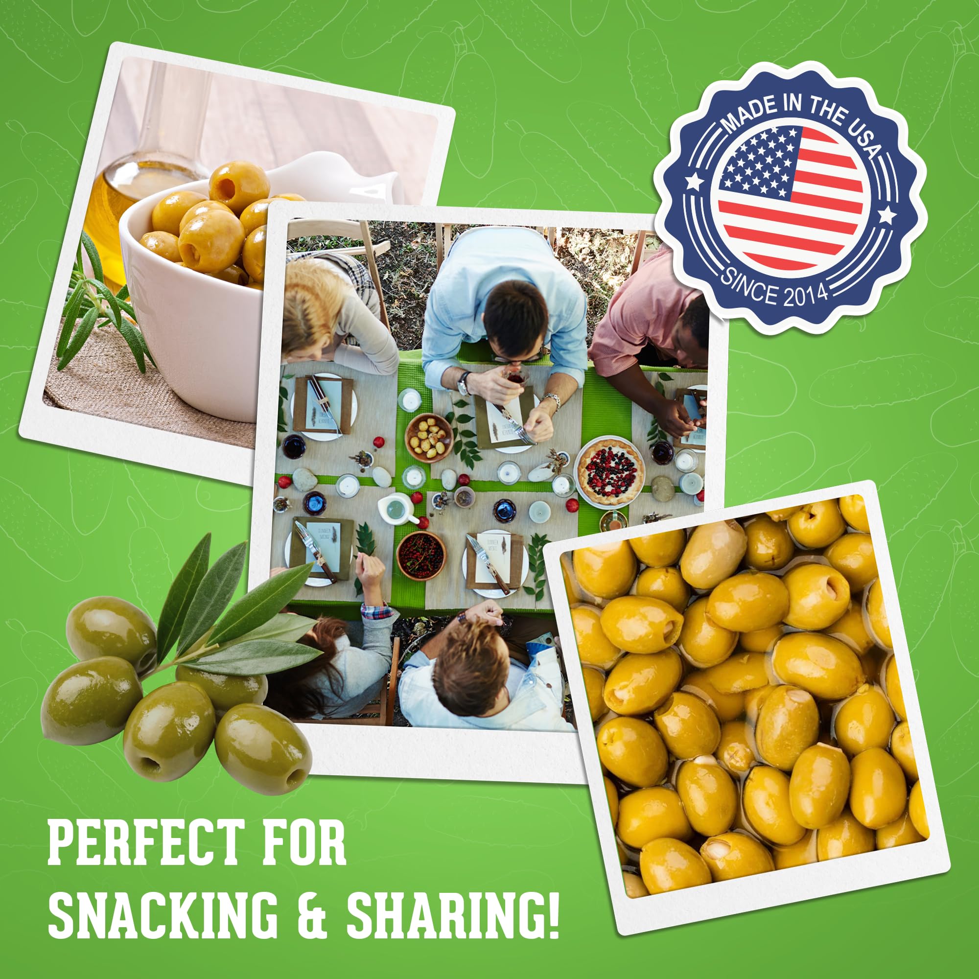 Jersey Pickles - Garlic Stuffed Olive (Quart) - Olives Stuffed - Hand-Stuffed Gourmet Olives with Premium Fillings for Snacks, Charcuterie & Cocktails