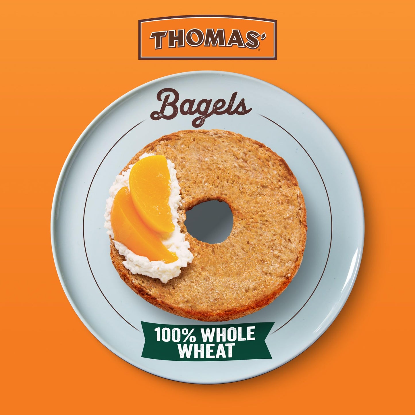 Thomas' 100% Whole Wheat Bagels, 6 count, (3.0 oz each), Excellent Source Of Fiber, Kosher Whole Grain Bagels, 18 oz Bag