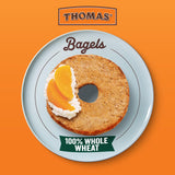 Thomas' 100% Whole Wheat Bagels, 6 count, (3.0 oz each), Excellent Source Of Fiber, Kosher Whole Grain Bagels, 18 oz Bag
