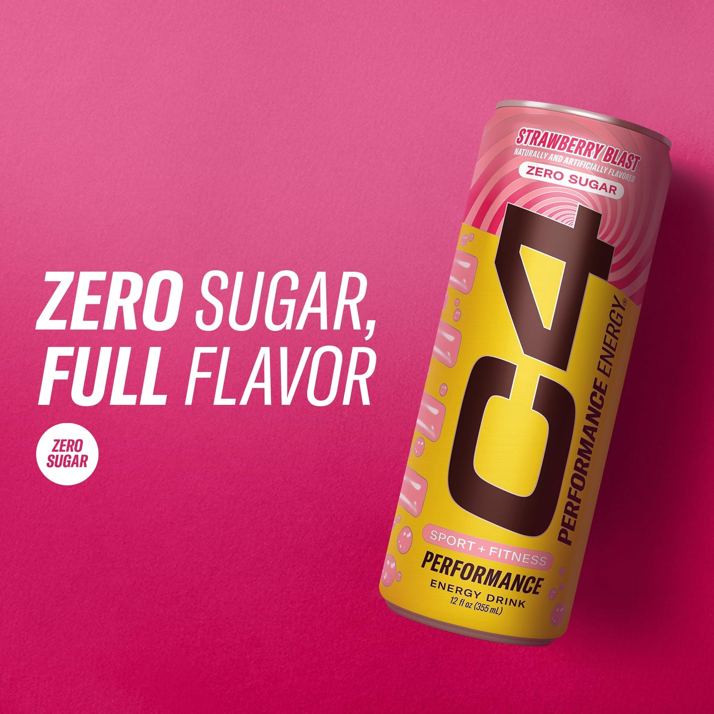 C4 Performance Energy Drink with Zero Sugar, Strawberry Blast, 4pk