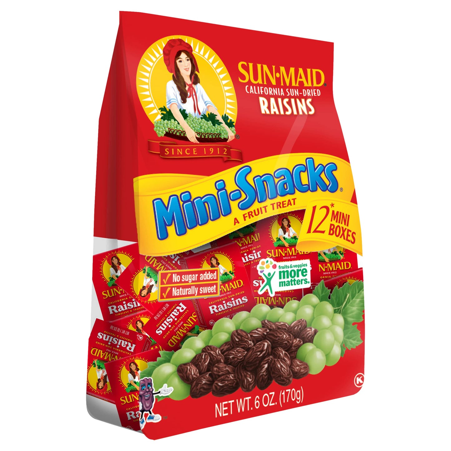 Sun-Maid California Raisins Mini Snacks Bags, 6 oz
