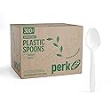 Staples Compostable Plastic Spoons, White, Mediumweight PLA Disposable Utensils for Office & Catering
