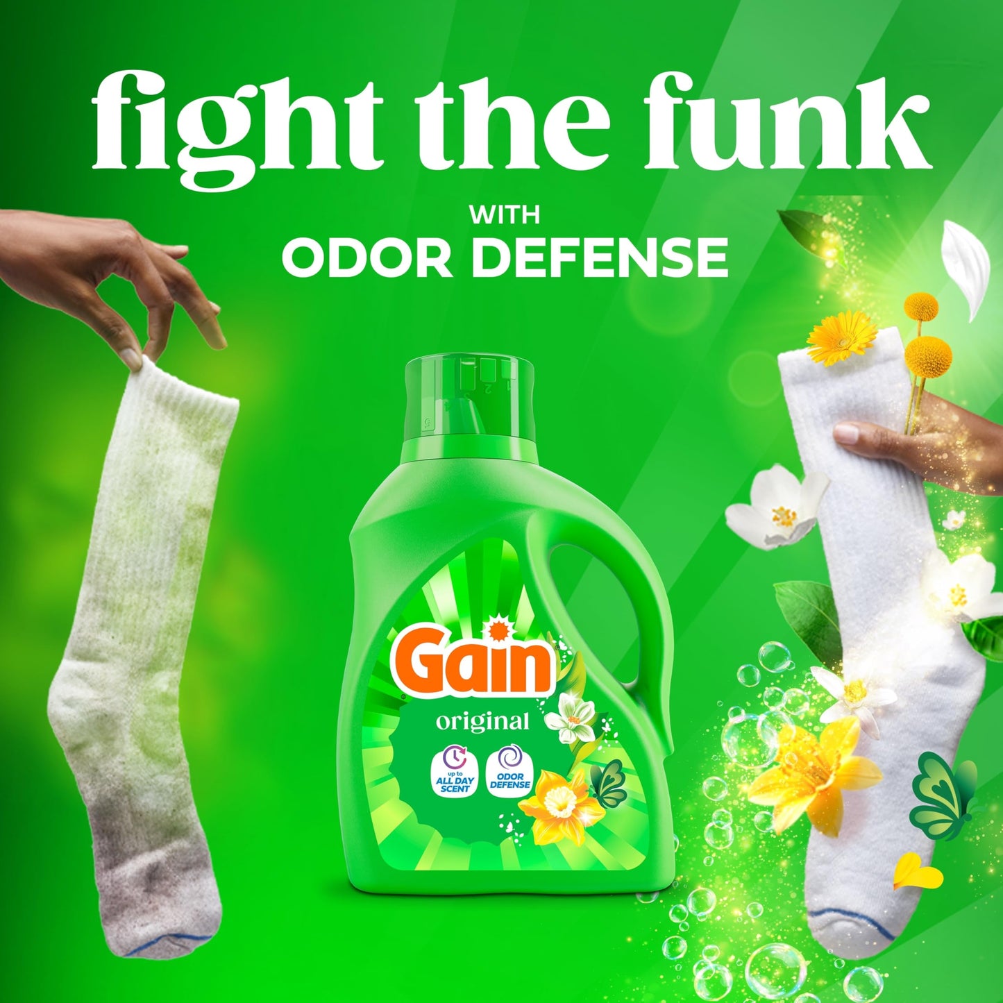 Gain Liquid Laundry Detergent, Freshness, Odor Defense, High Efficiency Washing Machine Liquid Laundry Soap, Original Scent, 154 fl oz, 100 Loads
