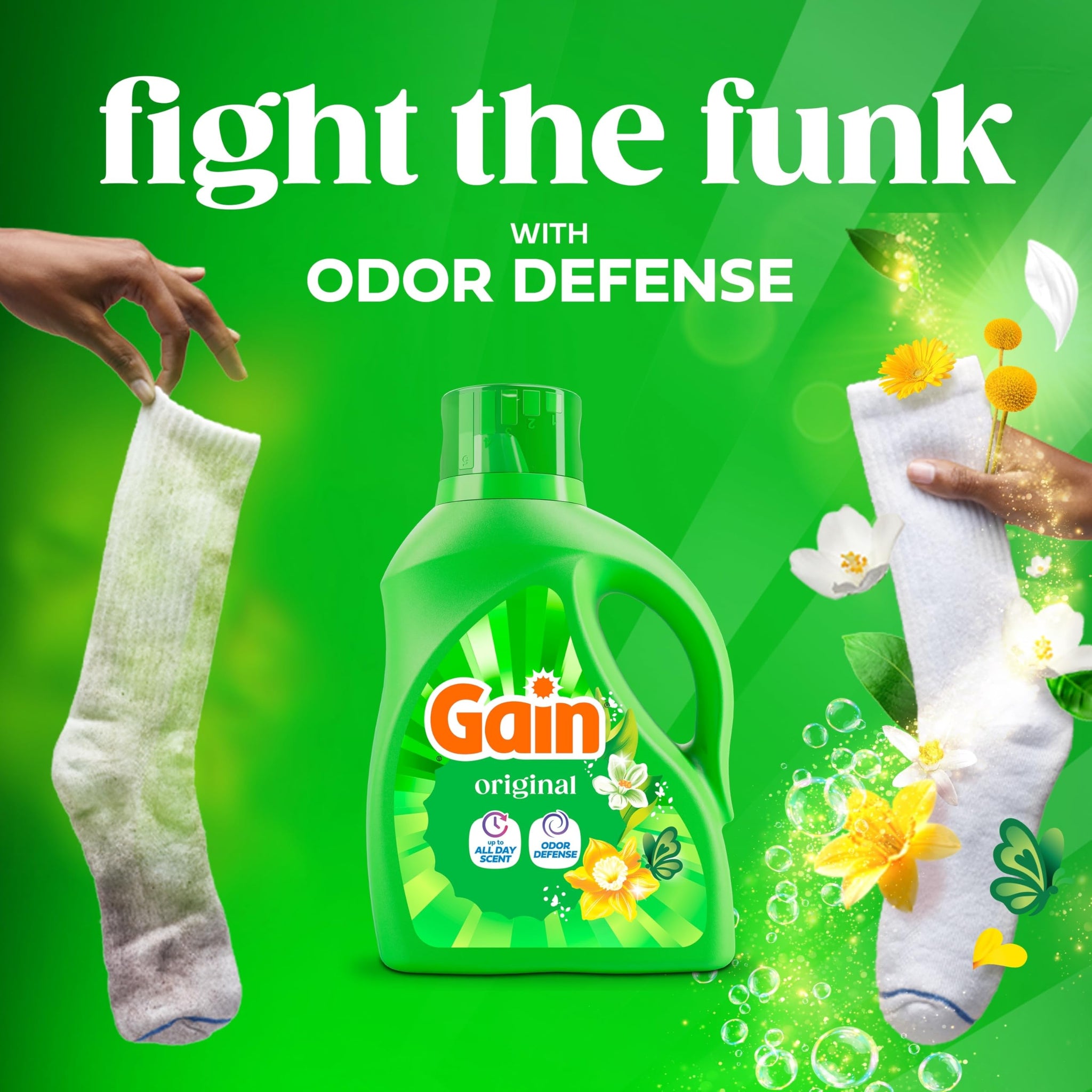 Gain Liquid Laundry Detergent, Freshness, Odor Defense, High Efficiency Washing Machine Liquid Laundry Soap, Original Scent, 154 fl oz, 100 Loads