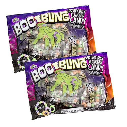 Boo Bling Candy Jewelry Bracelets Rings Halloween Candy 32pc 8.46 oz - Individually Wrapped Pieces