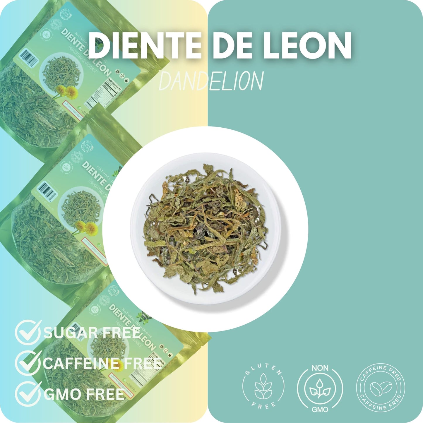 Dandelion Leaf (Diente de León) - Taraxacum Officinale, Loose Cut Herbal Tea, Non-GMO, Plant-Based Botanical, Resealable Bag, 4 oz