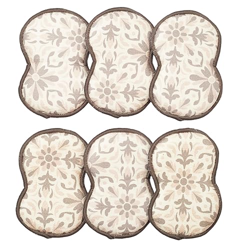Bright Habits Sponge Set in Jolie Taupe, 6 Pack Super Absorbent Washable Reusable Cleaning Sponges Made from Recycled Materials, Durable Eco Friendly