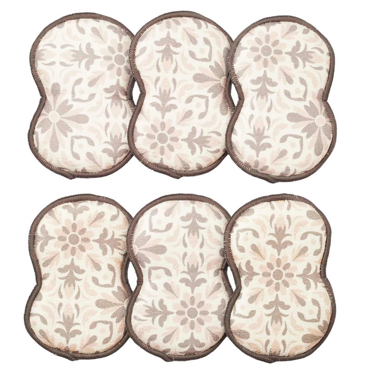 Bright Habits Sponge Set in Jolie Taupe, 6 Pack Super Absorbent Washable Reusable Cleaning Sponges Made from Recycled Materials, Durable Eco Friendly