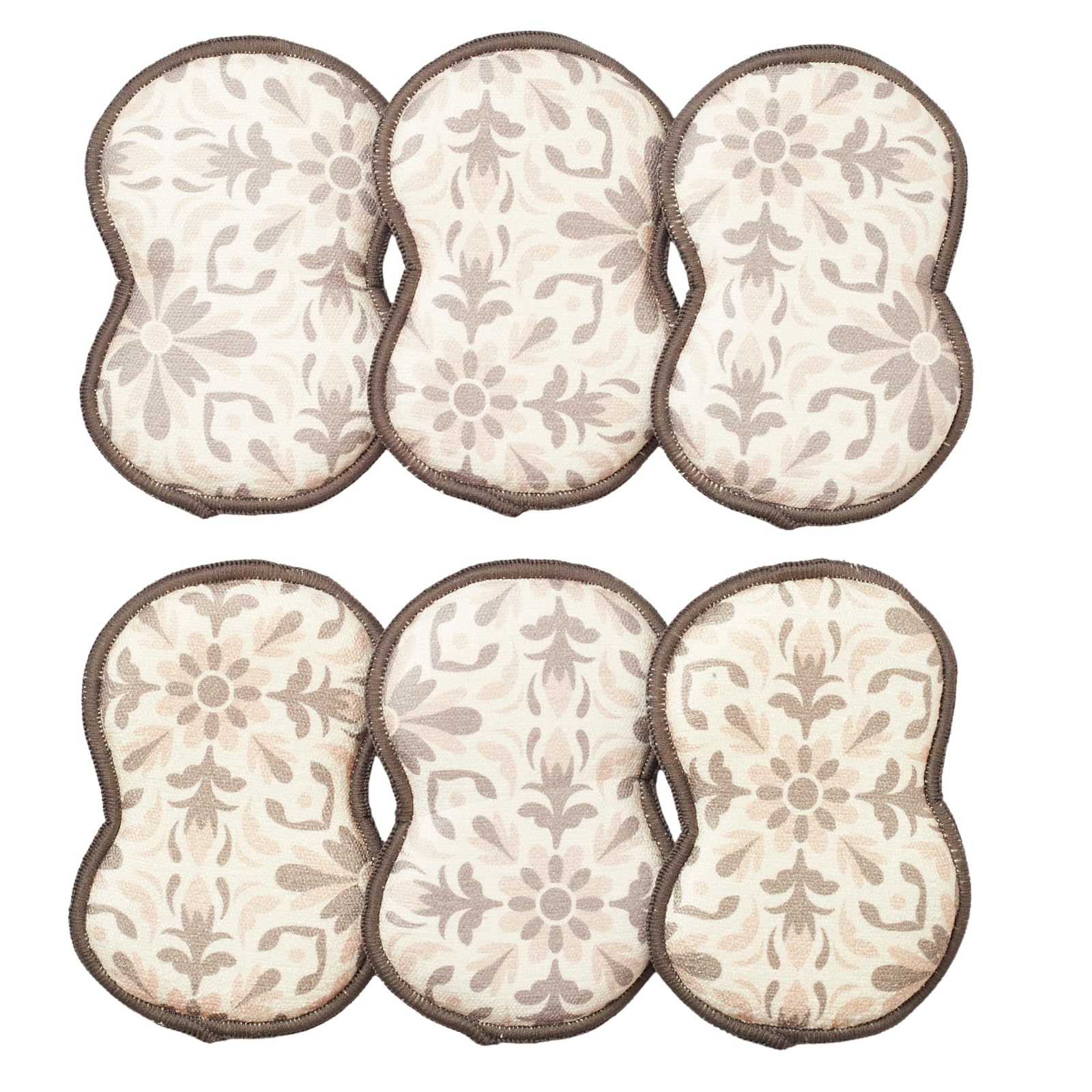 Bright Habits Sponge Set in Jolie Taupe, 6 Pack Super Absorbent Washable Reusable Cleaning Sponges Made from Recycled Materials, Durable Eco Friendly