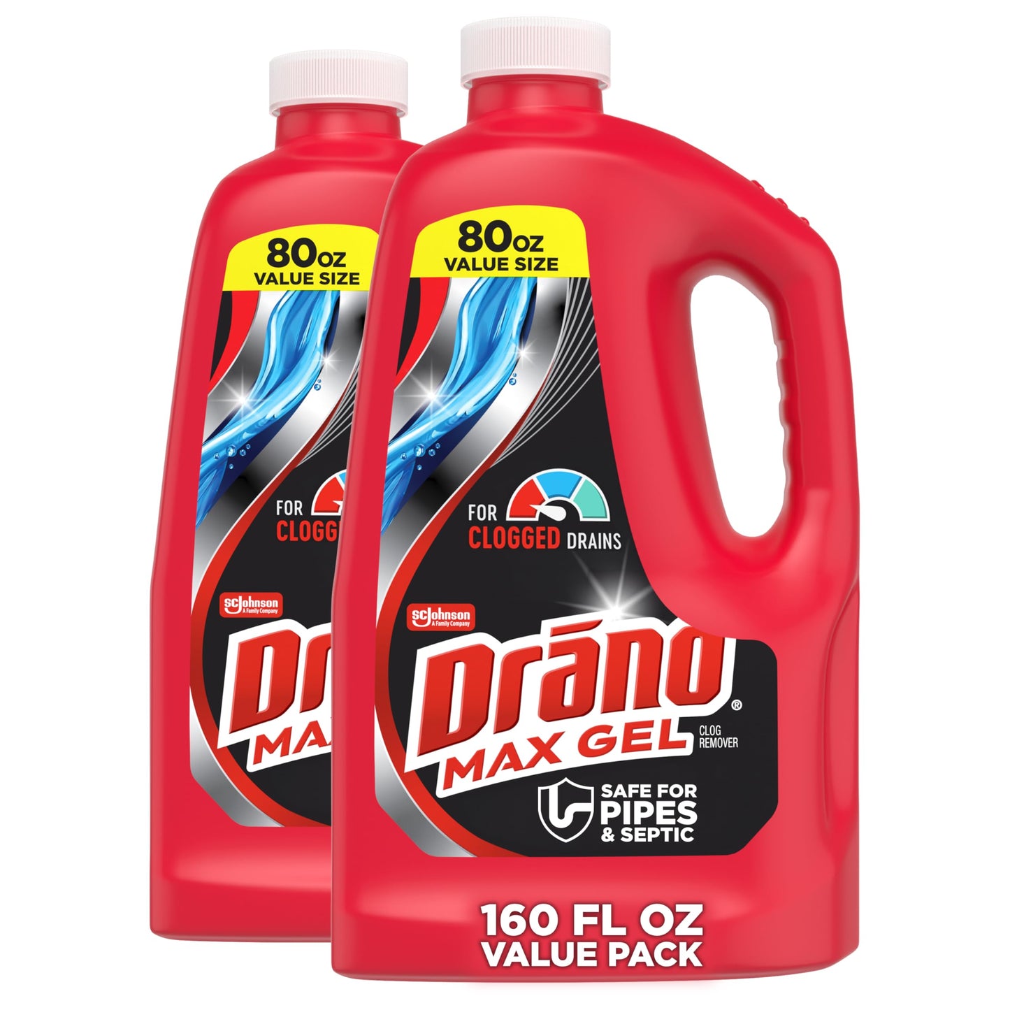 Drano Max Gel Drain Clog Remover & Cleaner, Fast-Acting to Unclog Standing Water & Remove Hair, Grease & Food Blockages, Safe for all Pipes & Septic