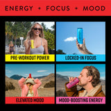 Odyssey Functional Energy Drink for Focus, Cognition & Mood Support 12 Pack - Adaptopgenic Drink with 222mg Green Tea Caffeine, Lion’s Mane
