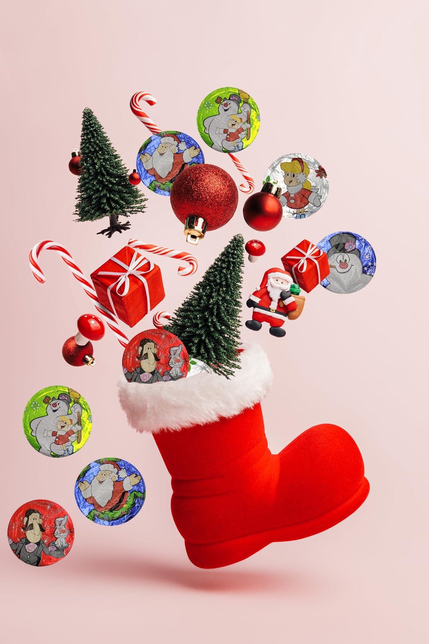 Fruidles Christmas Milk Chocolate Snowman Themed Discs, Double Crisps, Party Bag Fillers, Individually Wrapped Foils, Kosher Certified Dairy