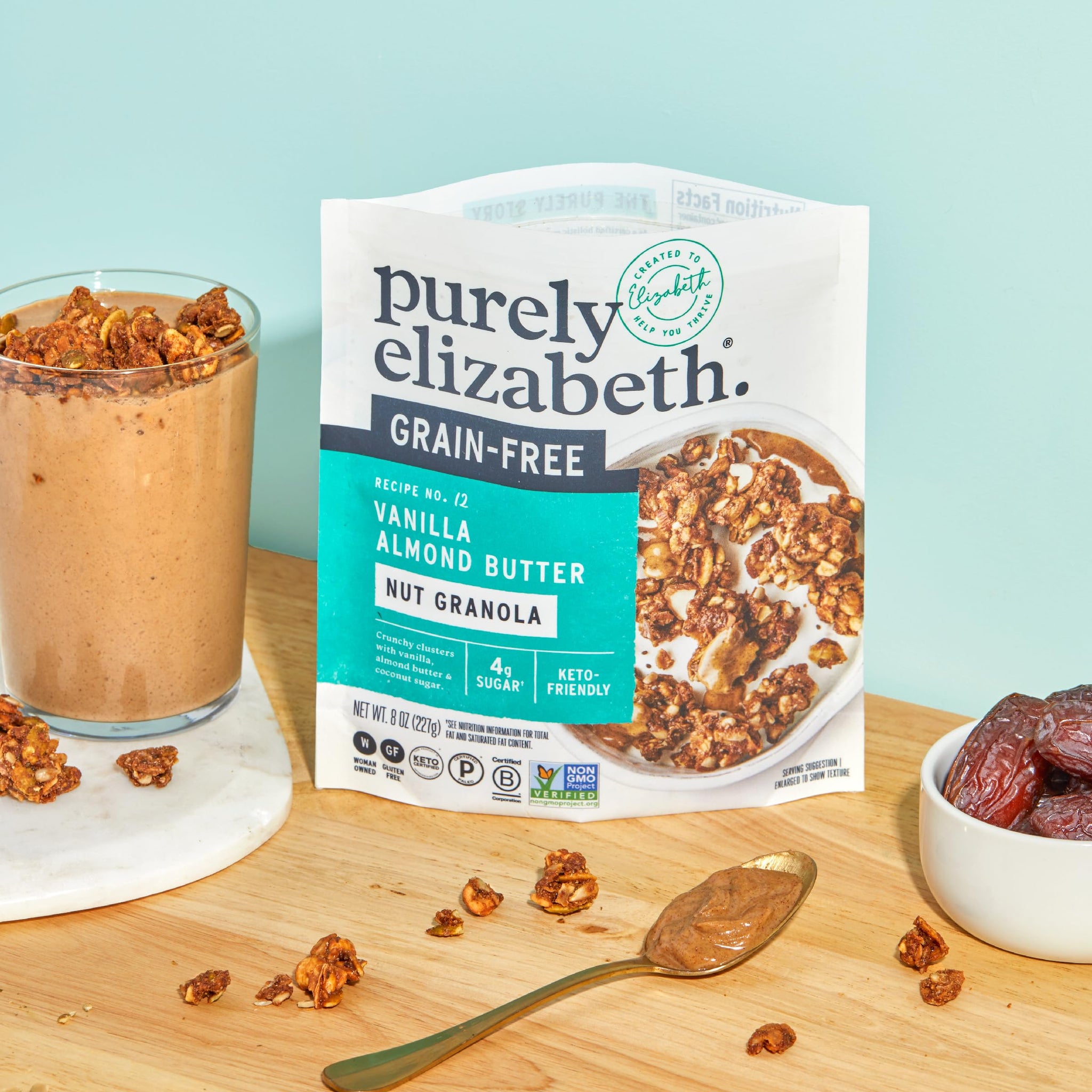 Purely Elizabeth, Granola Vanilla Almond Butter MCT Grain Free, 8 Ounce