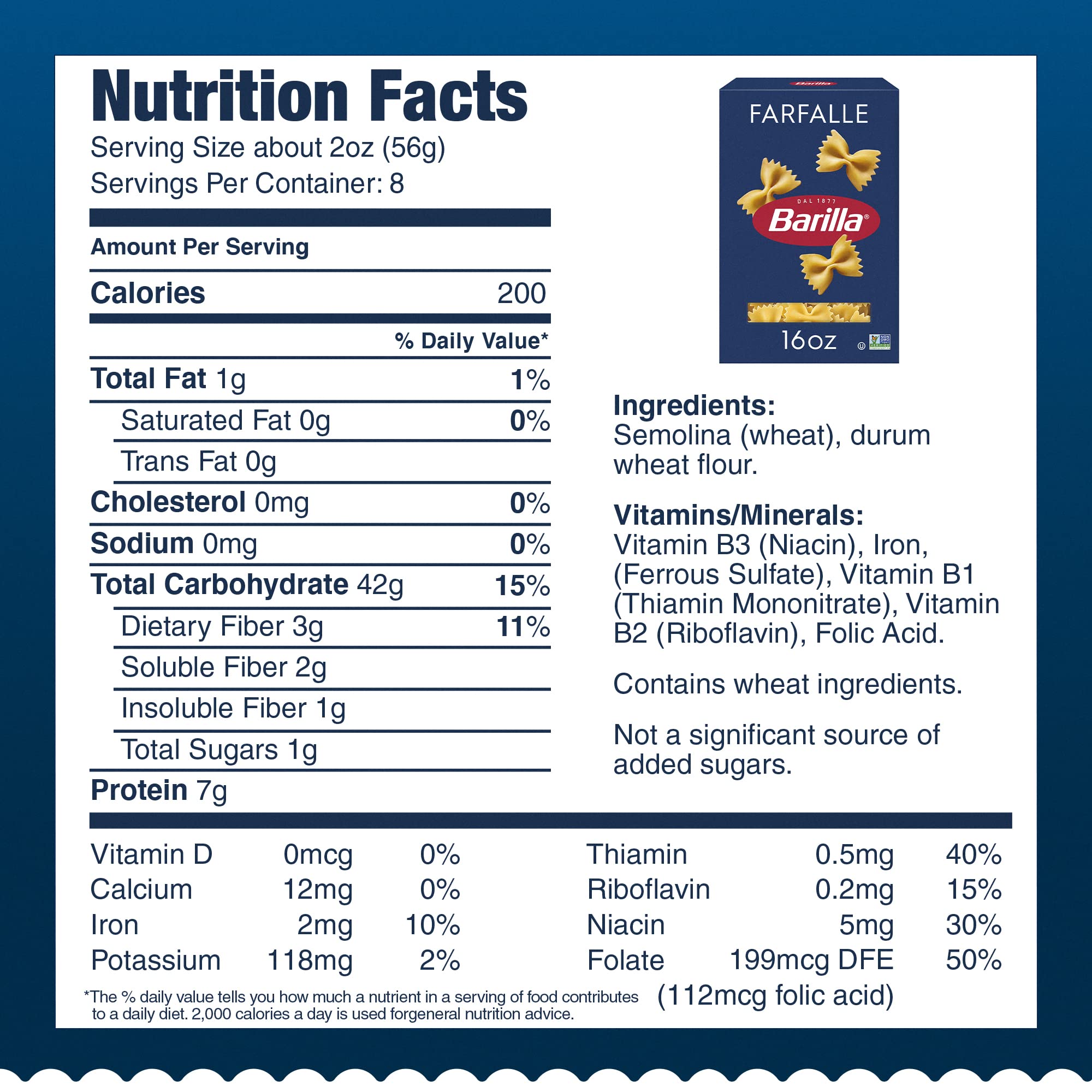 Barilla Farfalle Pasta, 16 oz. Box (Pack of 12) - Non-GMO, Made with Durum Wheat Semolina - Kosher Certified