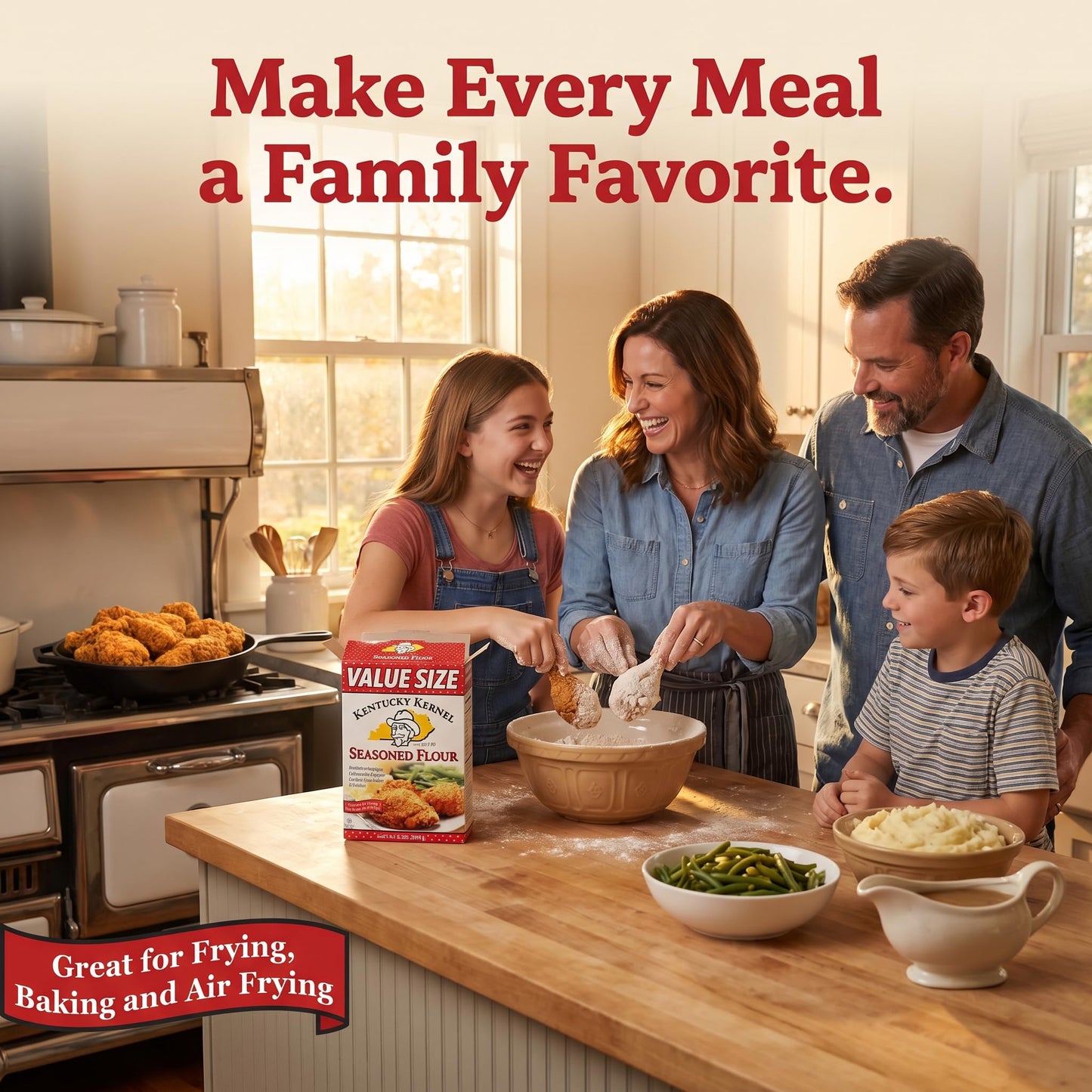 Kentucky Kernel Flour Seasoned 22 oz (Pack of 6) - Groceries Spices Seasoning - Butter Steak Fries Pork Chops Ribs - Under 5 Dollar Items with Food