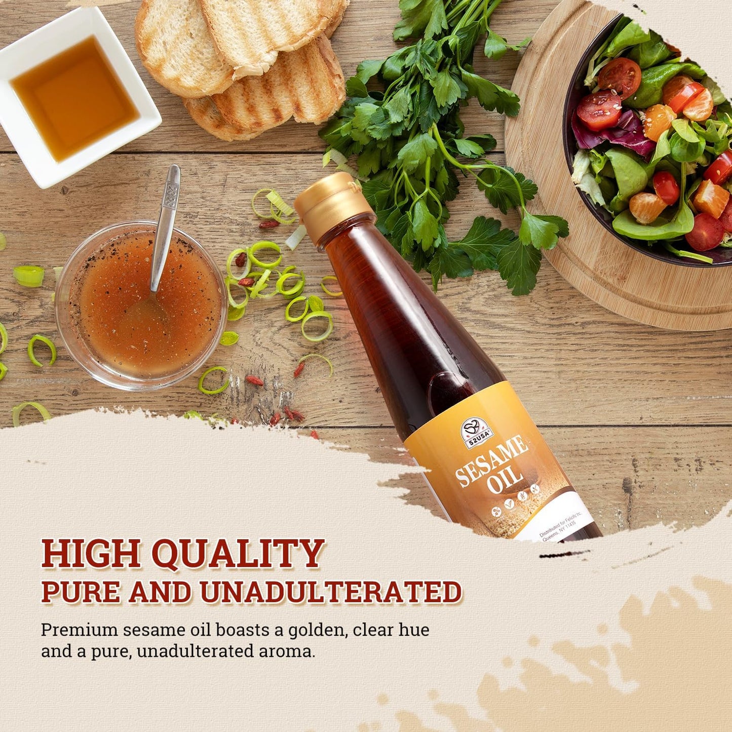 52USA Sesame Oil, Toasted Sesame Oil 2 Pack, 8.45 Fl Oz (250 ml*2)-Premium Toasted Sesame Seed Oil, Aromatic & Nutty Flavor, Ideal for Asian Cooking