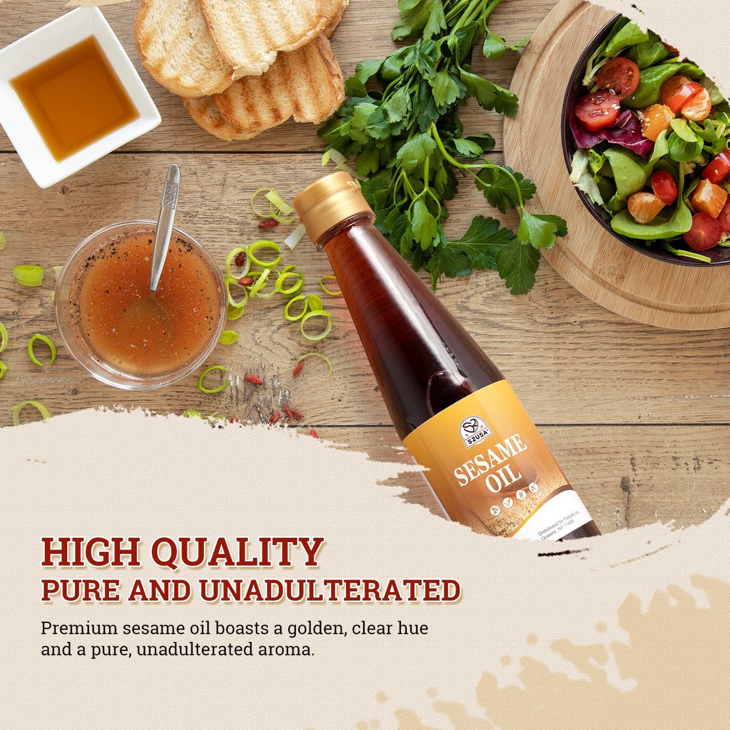 52USA Sesame Oil, Toasted Sesame Oil 2 Pack, 8.45 Fl Oz (250 ml*2)-Premium Toasted Sesame Seed Oil, Aromatic & Nutty Flavor, Ideal for Asian Cooking
