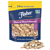 Fisher Chef's Naturals Unsalted Sliced Almonds 24oz Resealable Bag, Raw Nuts Perfect for Cooking, Baking & Snacking, Healthy Snacks for Adults, Vegan