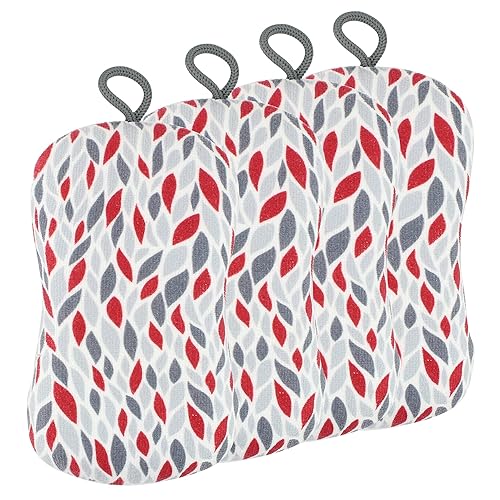 MÜkitchen Premuim Sponge for Dishes and Household Cleaning | Microfiber Print and Non-Scratch Scrub Pad | Set of 4 | (Petals)