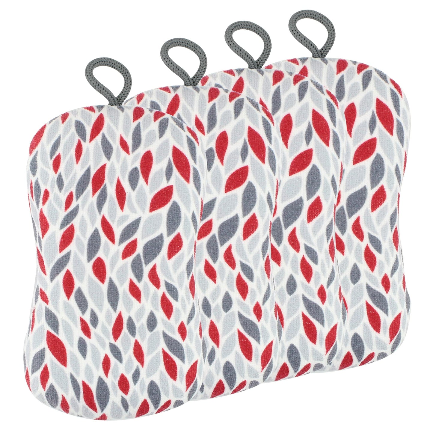 MÜkitchen Premuim Sponge for Dishes and Household Cleaning | Microfiber Print and Non-Scratch Scrub Pad | Set of 4 | (Petals)