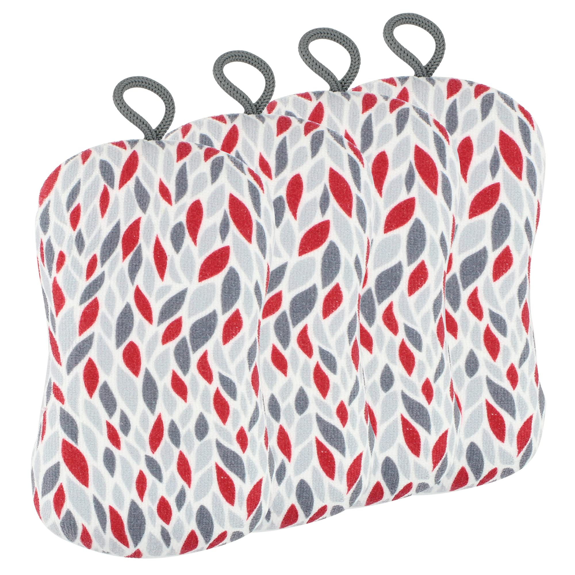 MÜkitchen Premuim Sponge for Dishes and Household Cleaning | Microfiber Print and Non-Scratch Scrub Pad | Set of 4 | (Petals)