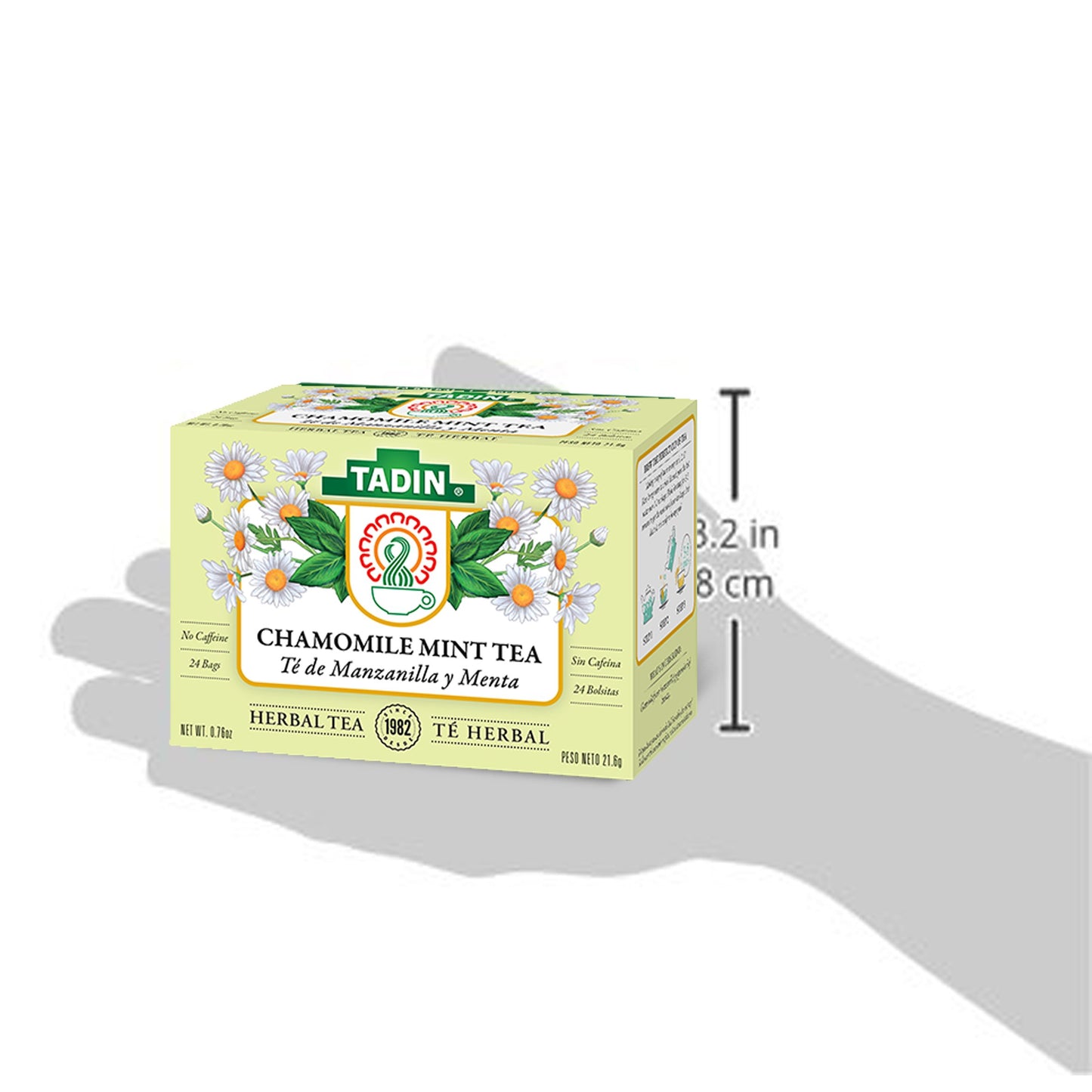 Tadin Chamomile Mint Herbal Tea - no Caffeine, 24 Tea Bags (Manzanilla)