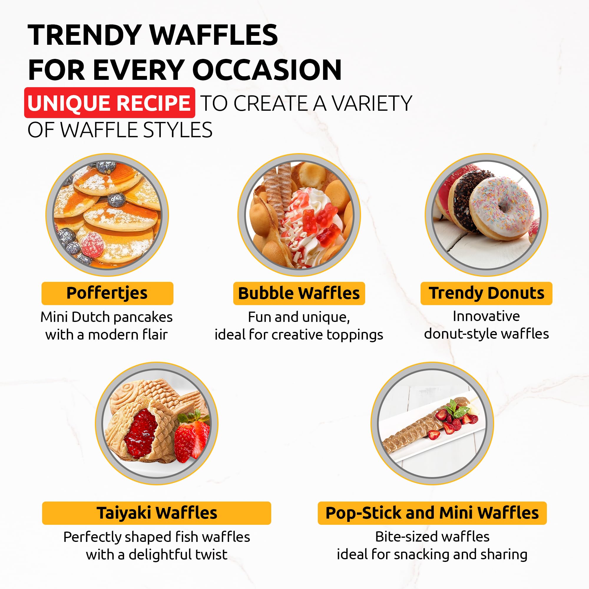 Trendy Waffle & Pancake Mix | Bubble Belgian Cone | Natural Ingredients | Easy Preparation | 6 Lbs | Reach Vanilla Flavor (4)