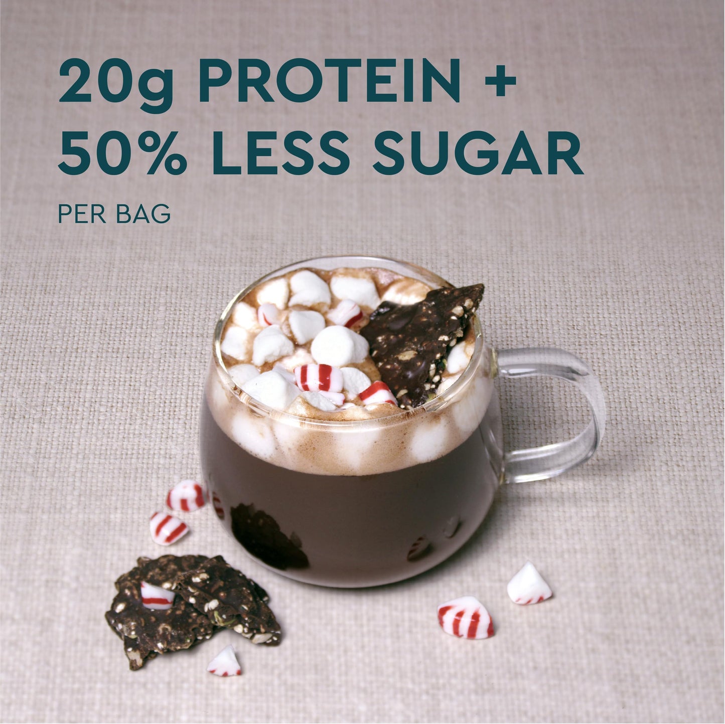 SEEDLY Organic 70% Dark Chocolate Snacking Bark with 20g Protein, 50% less sugar - Limited Edition Peppermint - Keto, Vegan Snacks, Gluten-Free, Low