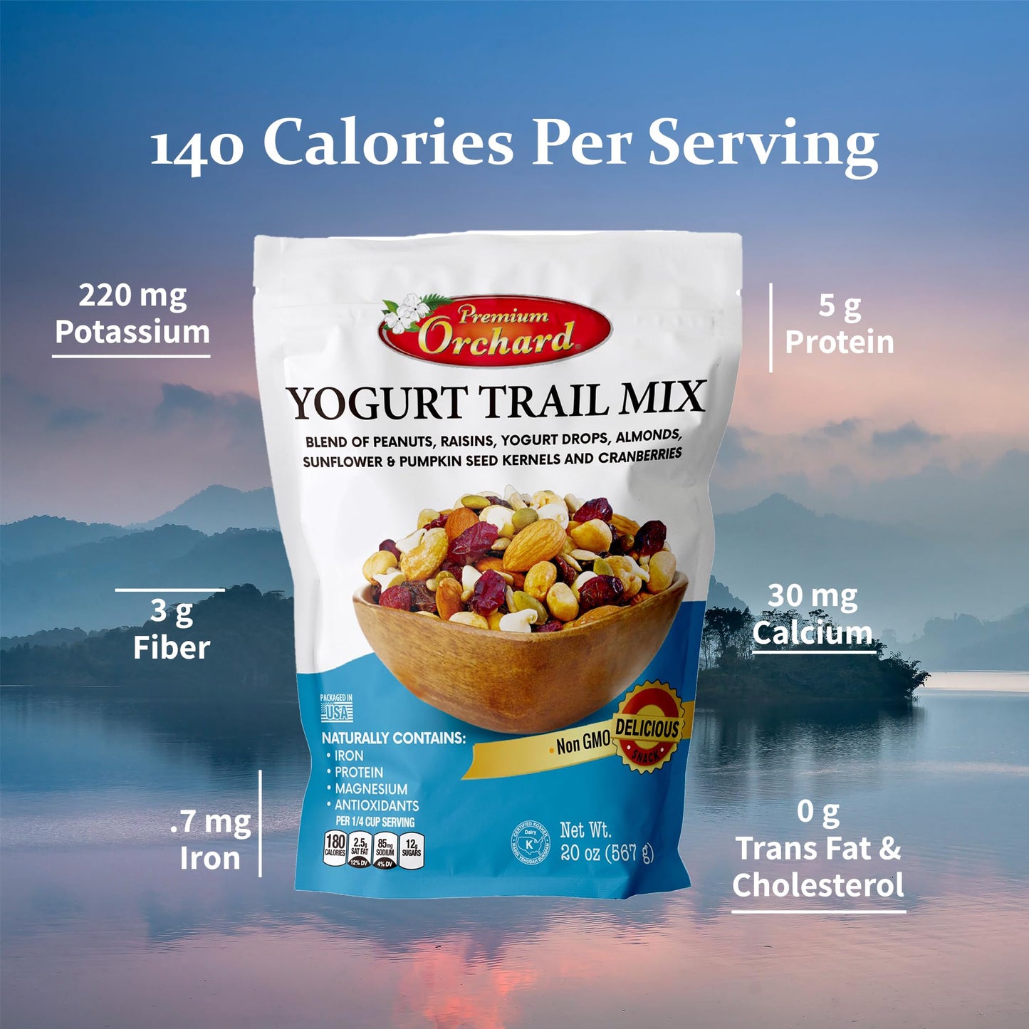 YOGURT TRAIL MIX BY PREMIUM ORCHARD - Seeds, Yogurt, Fruit and Nuts Mix - Trail Mix Bulk Blend of Mixed Nuts & Dried Fruit - Healthy Snacks, High