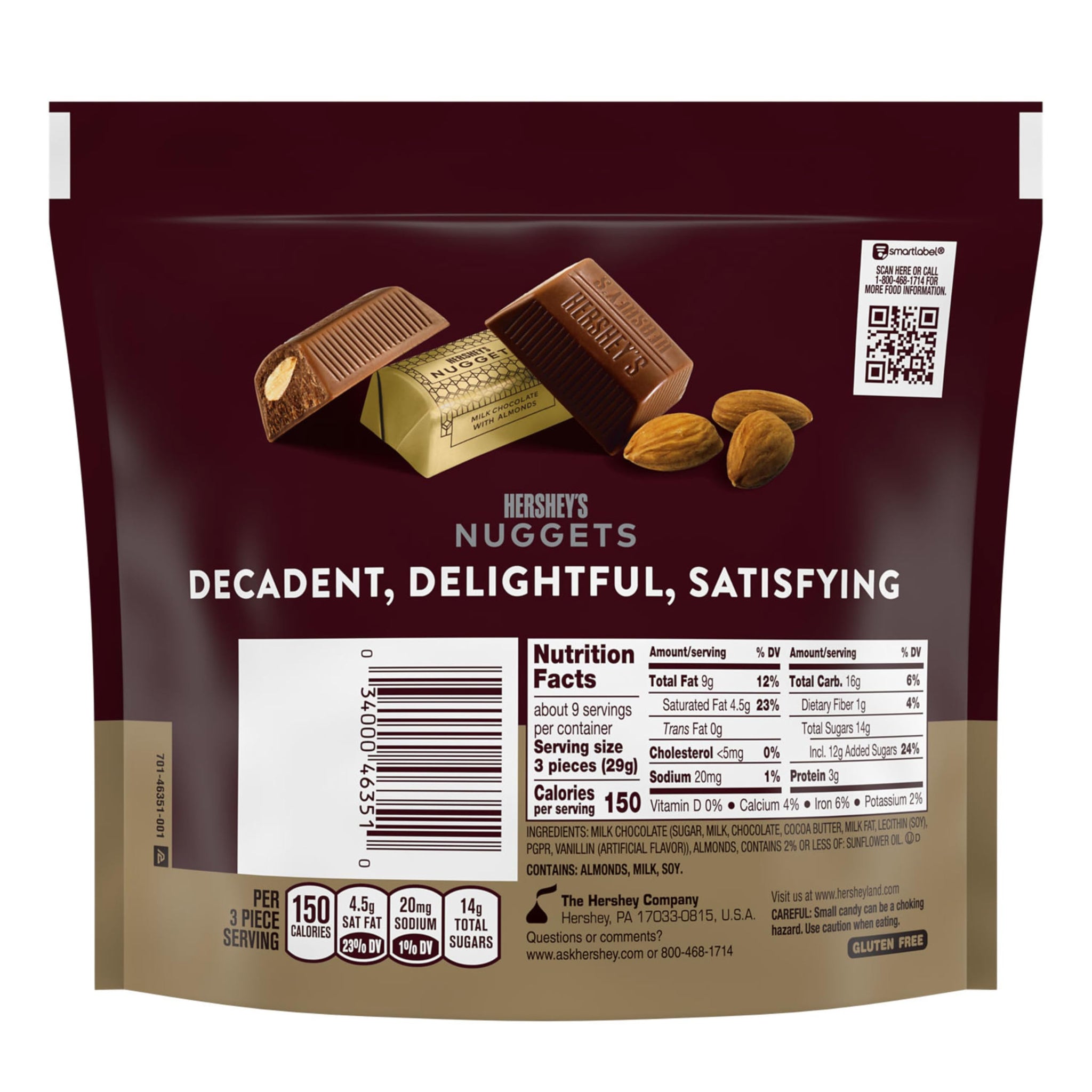 Hershey's Nuggets, Milk Chocolate with Almonds Candy Share Pack, 8.8 Ounce