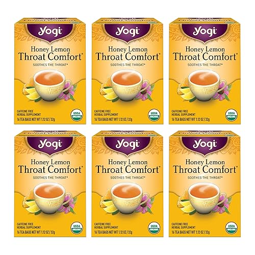 Yogi Tea - Honey Lemon Throat Comfort (6 Pack) - Soothes the Throat - 96 Tea Bags