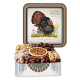 PRIESTER'S | Wild Turkey Gift Tin | Gorgeous Original Artwork + Gourmet Southern Pecan Treats | Unique & Delicious Gift | 7.75 x 7.75 x 2in