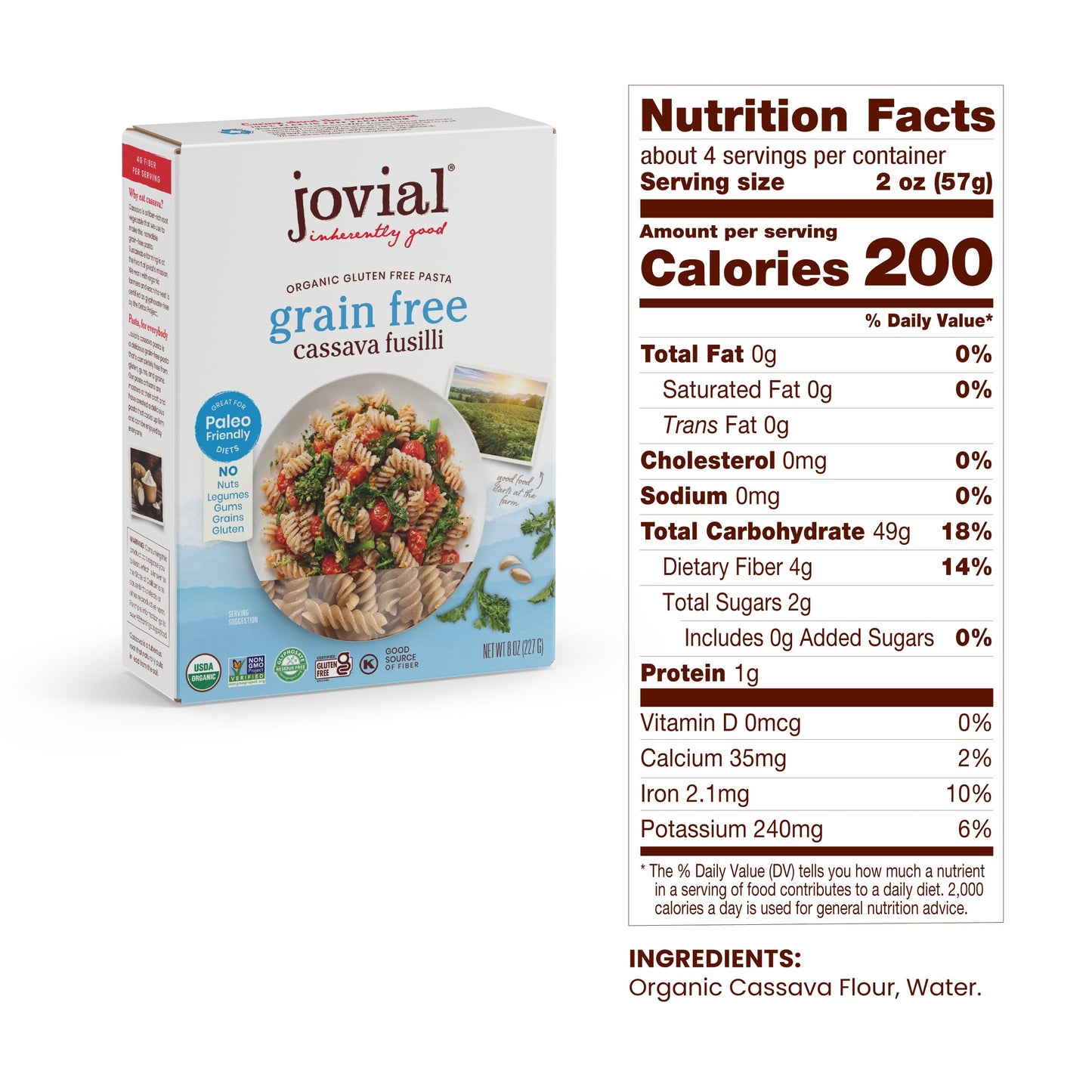Jovial Grain-Free Cassava Fusilli - Fusilli Organic, Gluten Free Pasta, Fusilli Pasta, Cassava Pasta, Paleo Pasta, Grain-Free, Non-GMO, High-Fiber - 8