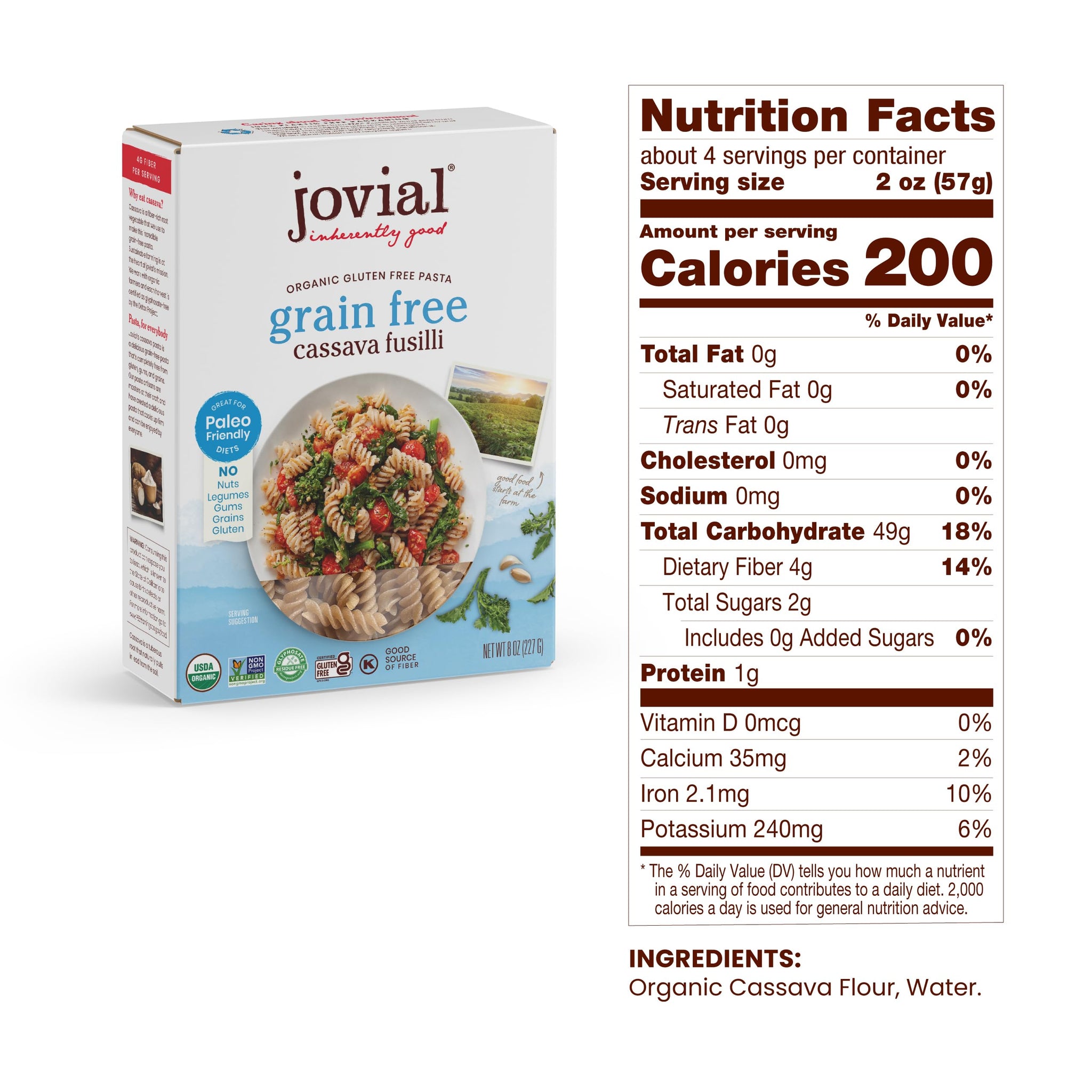 Jovial Grain-Free Cassava Fusilli - Fusilli Organic, Gluten Free Pasta, Fusilli Pasta, Cassava Pasta, Paleo Pasta, Grain-Free, Non-GMO, High-Fiber - 8
