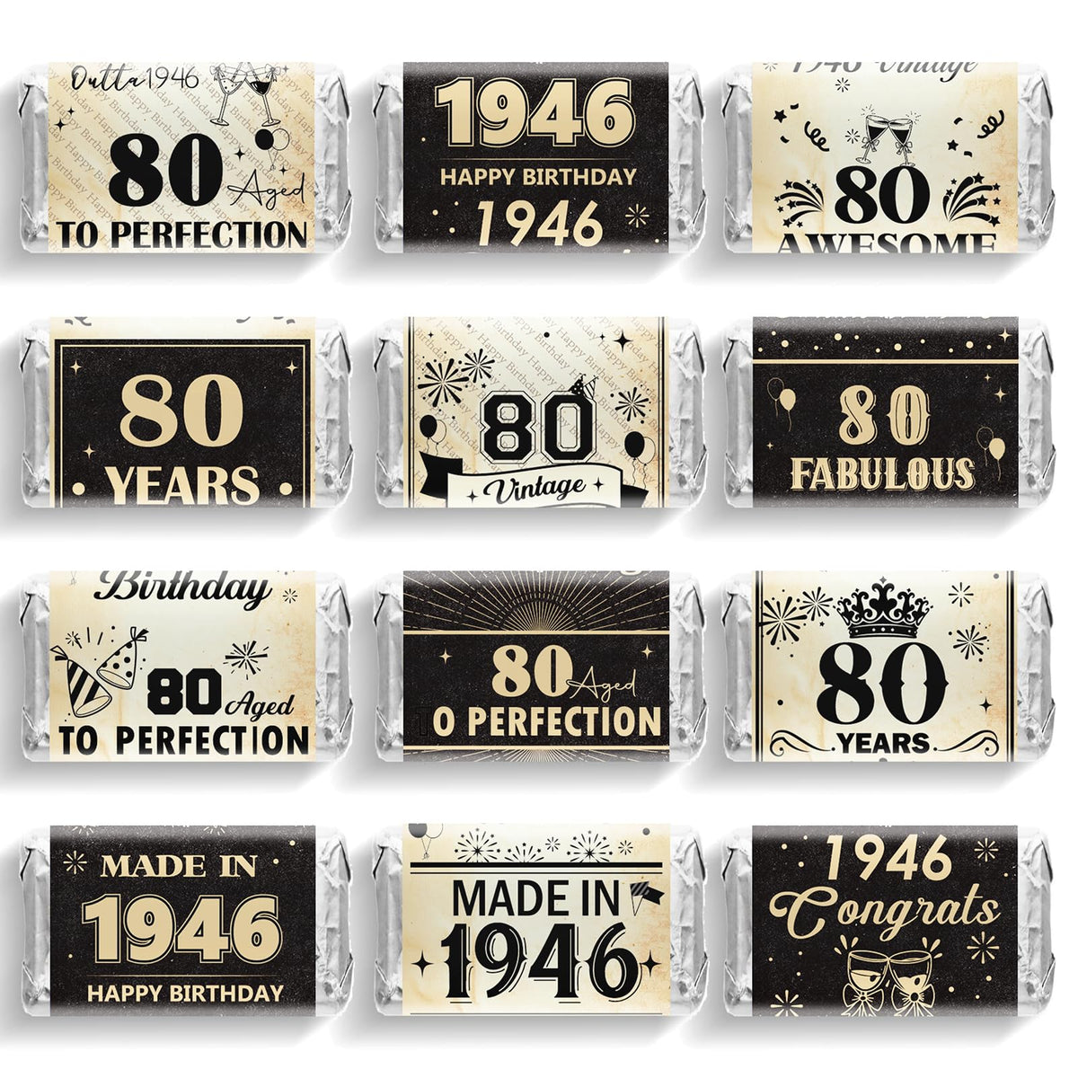 Hokinaa 80th Birthday Party Decorations - 100 Pcs Happy Back in 1946 Decor