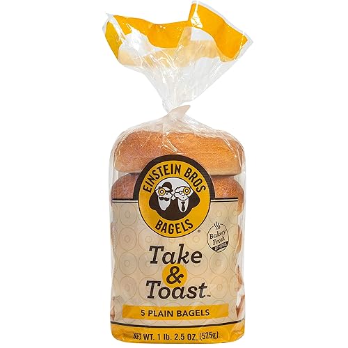 Einstein Bros. Bagels, Take & Toast, Plain, 5 Count, 18.5 Ounce (Frozen)