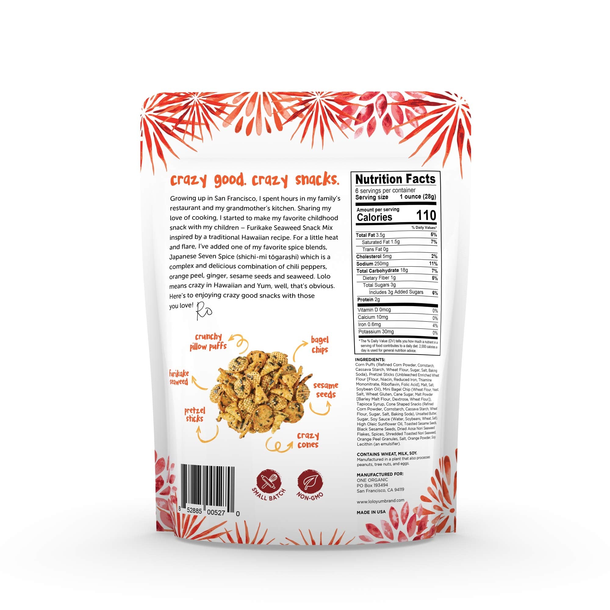 LoloYum Furikake Seaweed Snack Mix (Japanese Seven Spice, 6oz)