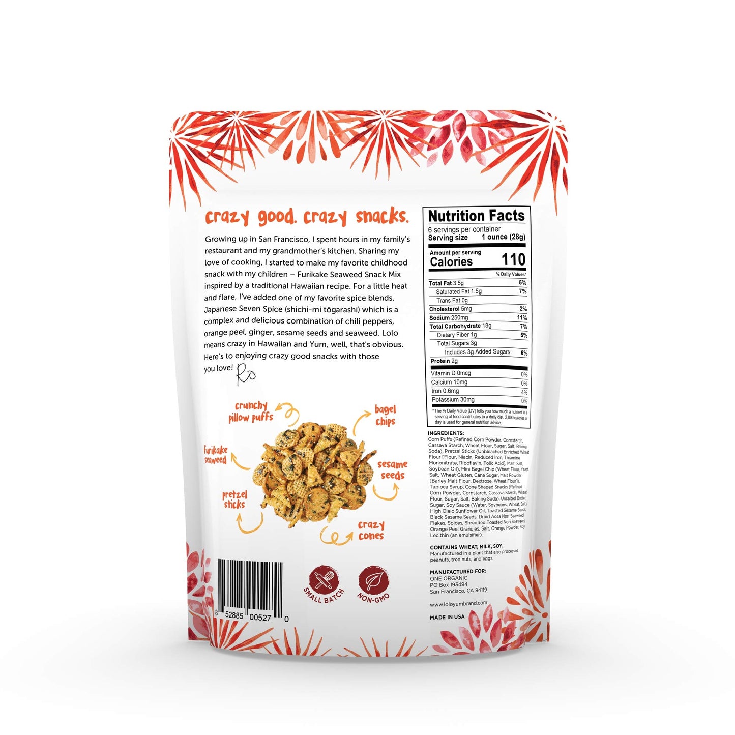 LoloYum Furikake Seaweed Snack Mix (Japanese Seven Spice, 6oz x 2 packs)