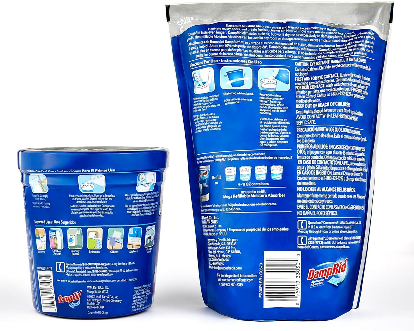 Damp Rid Moisture Absorber Refillable System - 44oz Damp Rid Refill Bag with 11oz Cup, Odor and Moisture Absorber for Closet, Bathroom & Home, Fresh