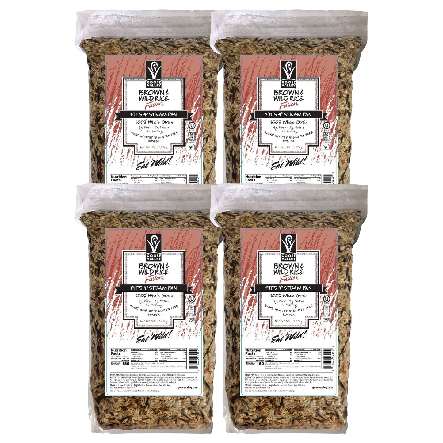 Goose Valley Brown & Wild Rice Fusion, 5 lb, 2.27 kg Set of 4