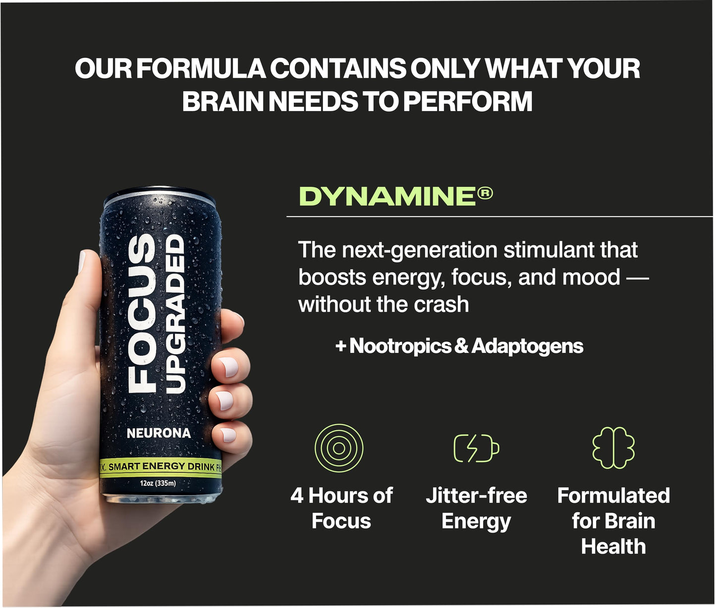 NEURONA Smart Energy Drink for Focus & Productivity - Dynamine & Alpha-GPC - Nootropics & Adaptogens - Jitter Free Energy, Mental Clarity, Brain