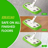 ZHAYAO Reusable Microfiber Floor Mop System, Wet & Dry Sweeper Kit, Includes 1 Sweeper Handle, 3 Washable Chenille Mop Pads, Dry & Wet Use