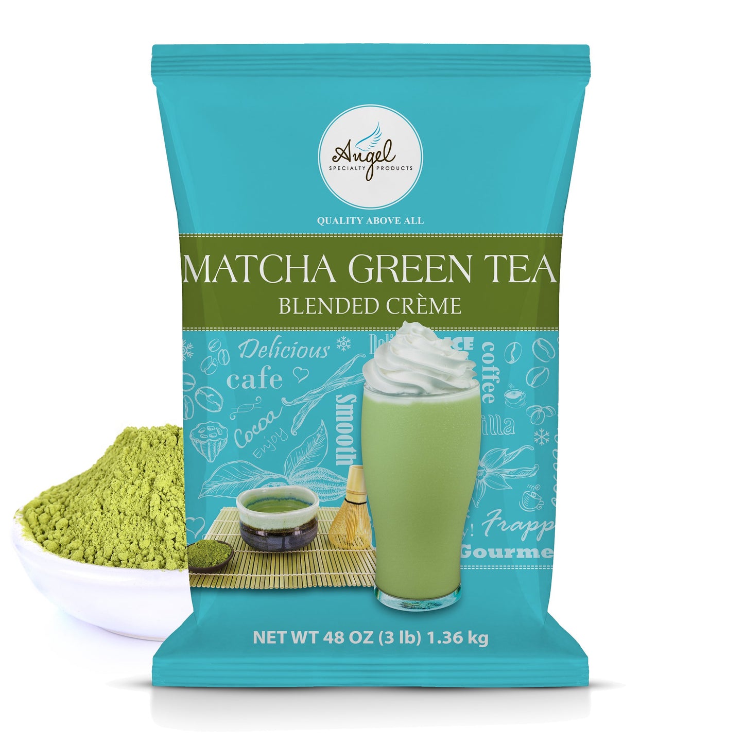 Angel Specialty Products Matcha Green Tea Blended Crème Mix [3 LB]