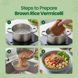 Gate to Nature Brown Rice Vermicelli, Gluten-Free Brown Noodles, Vegan 8.8oz, Natural Freshly Made Product like our Green Tea, Brown Rice Paper