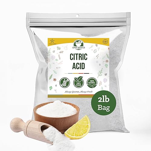 Chef Basics Citric Acid Powder, Citric Acid, Food Grade Citric Acid Crystals, Sour Salt, Premium Kitchen Essentials, 2lb. Citric Acid Bulk Bag