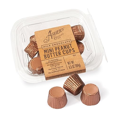 Asher's Chocolates, Mini Milk Chocolate Peanut Butter Cups, Wrapped in Foil, Small Batches of Kosher Chocolate, Family Owned Since 1892 (5 oz, Peanut