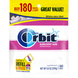 ORBIT Gum Bubblemint Sugar Free Chewing Gum Bulk, 180 Piece Resealable Bag, Bubble Gum Bulk