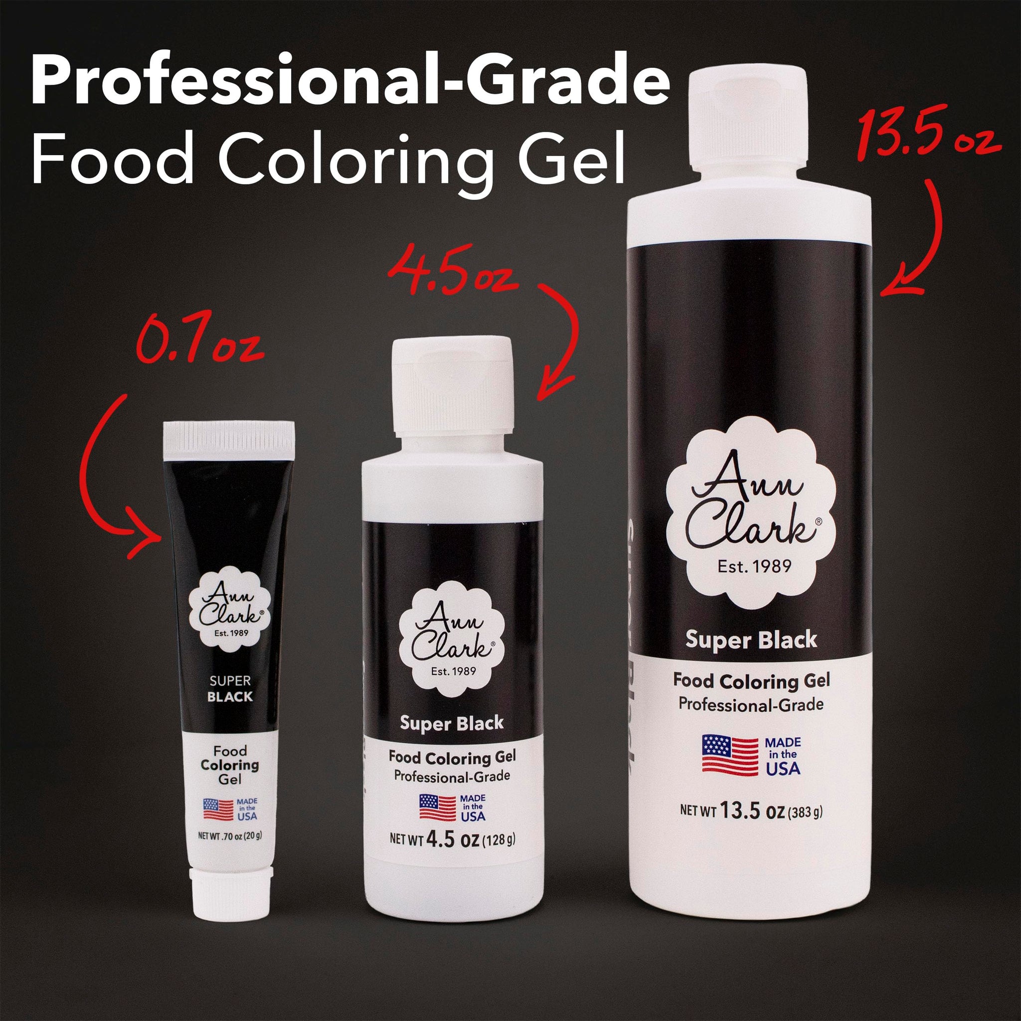 Ann Clark Super Black Food Coloring Gel .70 oz. Professional Grade Made in USA